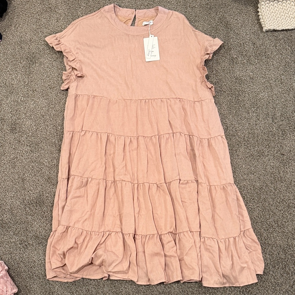 Elegant Pink Ruffled Casual Dress